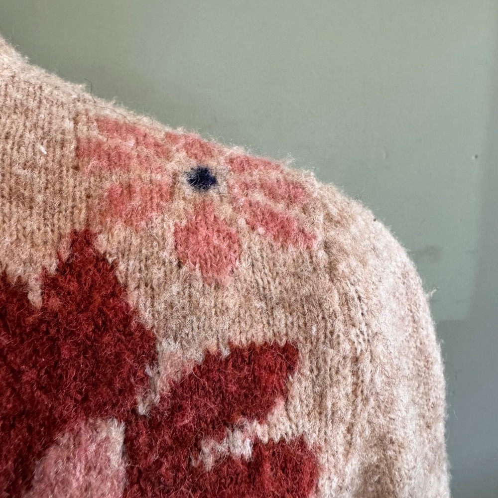 Rails Womens Floral Boho Lillie Meadow Cozy Wool Cardigan Sweater Tan Medium - Picture 3 of 9